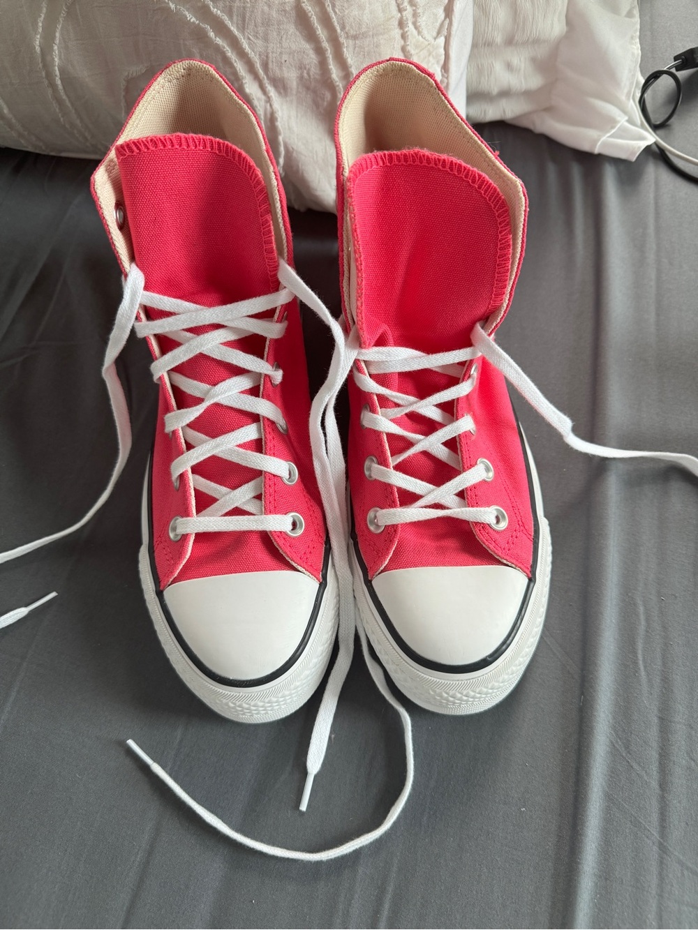 Converse Pink High-Top Canvas Sneakers with White Details